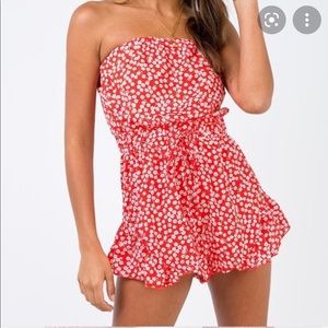 Princess Polly red strapless romper